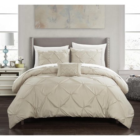 CHIC HOME King Size Yvonne Duvet Cover Set, Taupe - 4 Piece CH55592
